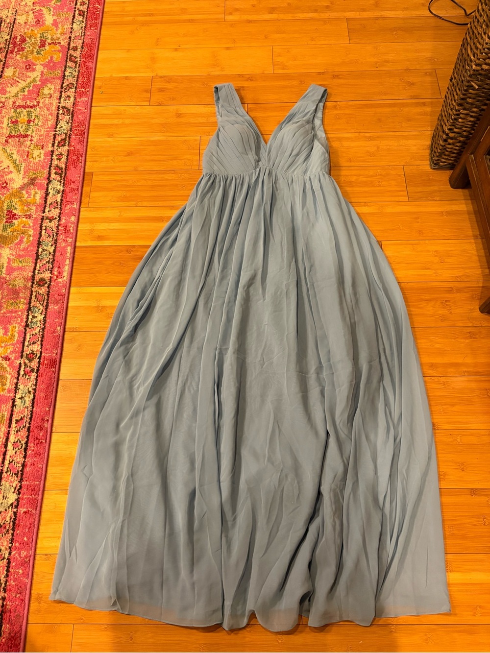 AZAZIE Slate Blue V-Neck Chiffon Maxi Dress